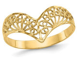 Ladies 14K Yellow Gold Diamond Cut Filigree Ring (size 7)